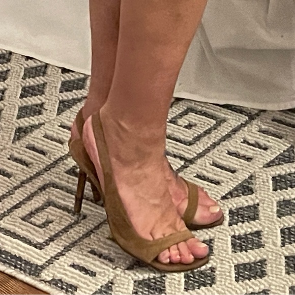 Lily Holt camel suede pumps size 8 bamboo heel - Picture 9 of 14